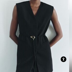 ZARA BLACK BELTED VENTED VEST ZW COLLECTION Size Small